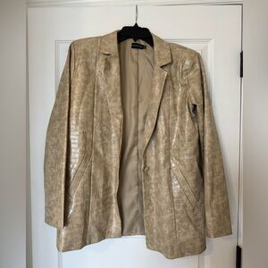 PrettyLittleThing Beige Faux Croc-Pattern Blazer